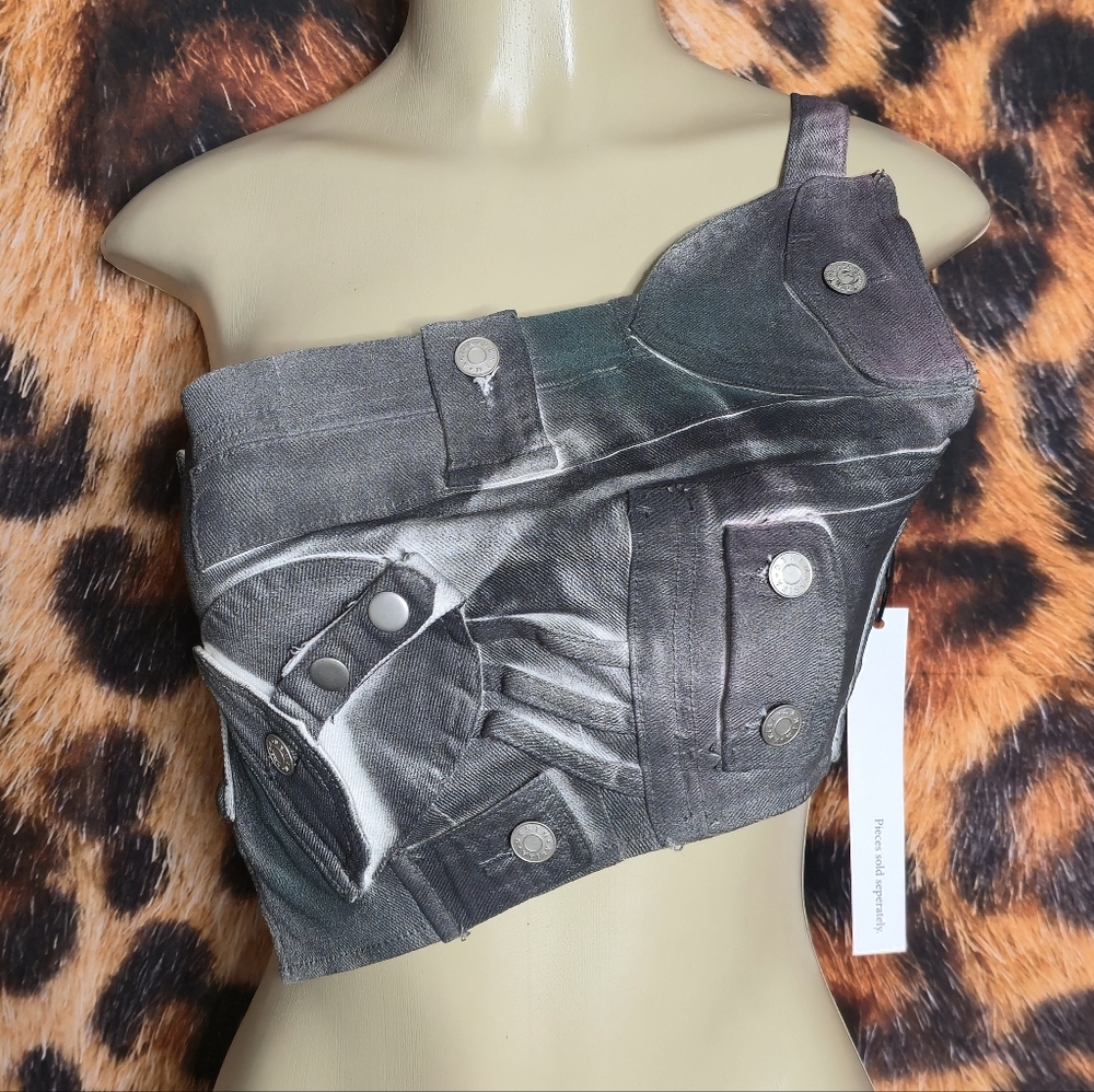 Hard In The Paint Denim Assymetrical Top